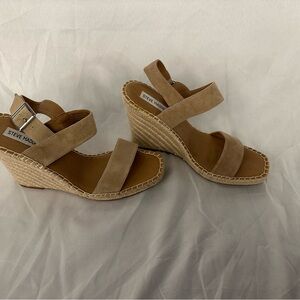 Steve Madden Tan Suede Espadrille Wedge Sandals 10